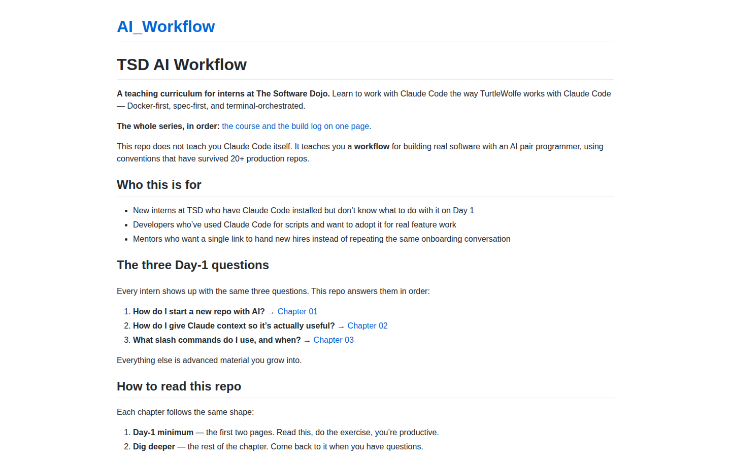 AI_Workflow curriculum home page: TSD AI Workflow