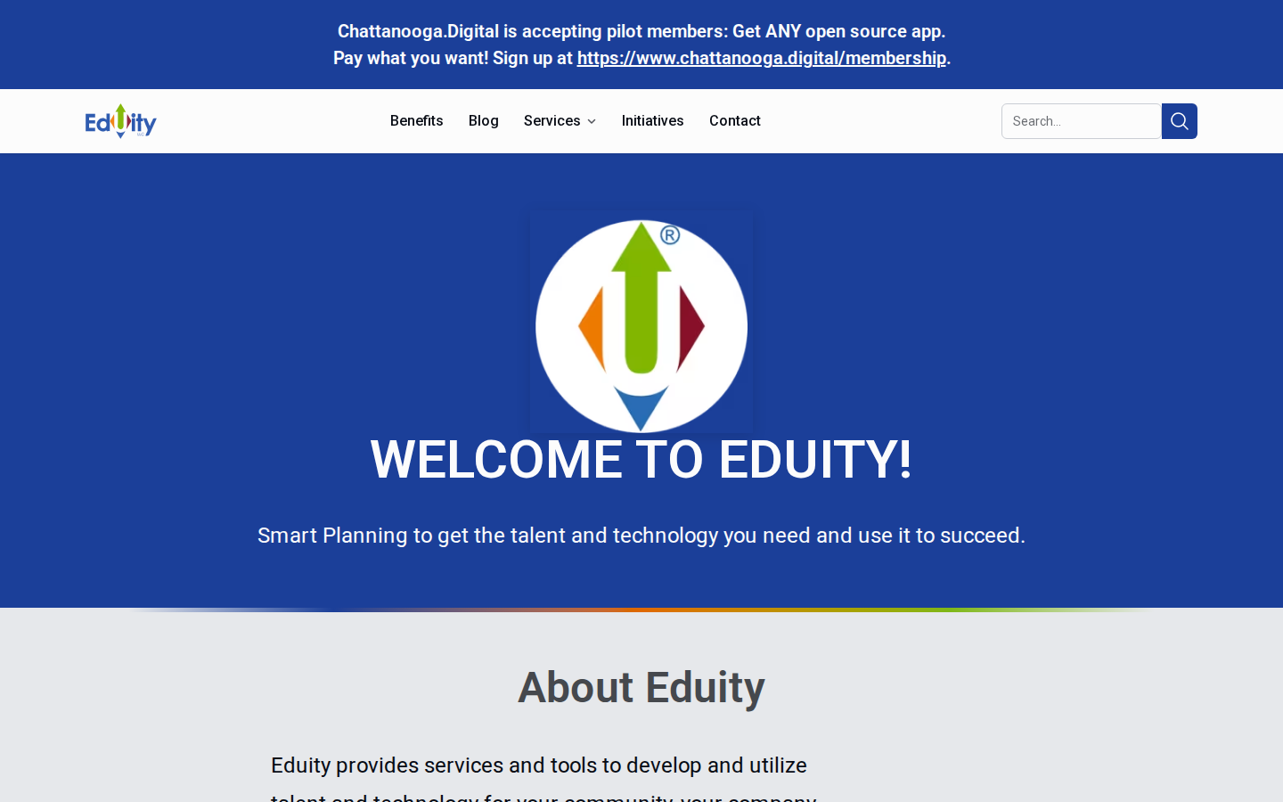 Eduity home page: Welcome to Eduity, smart planning for talent and technology