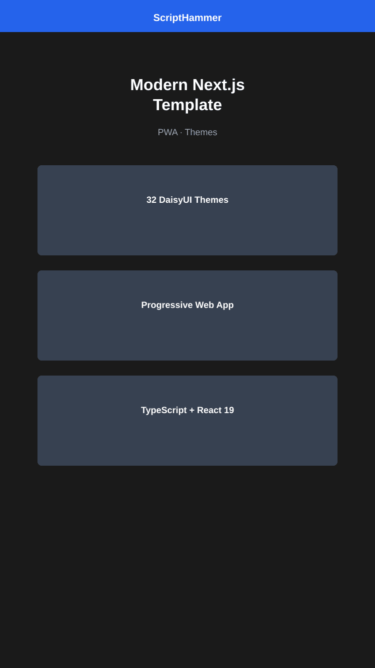 Mobile responsive view of ScriptHammer