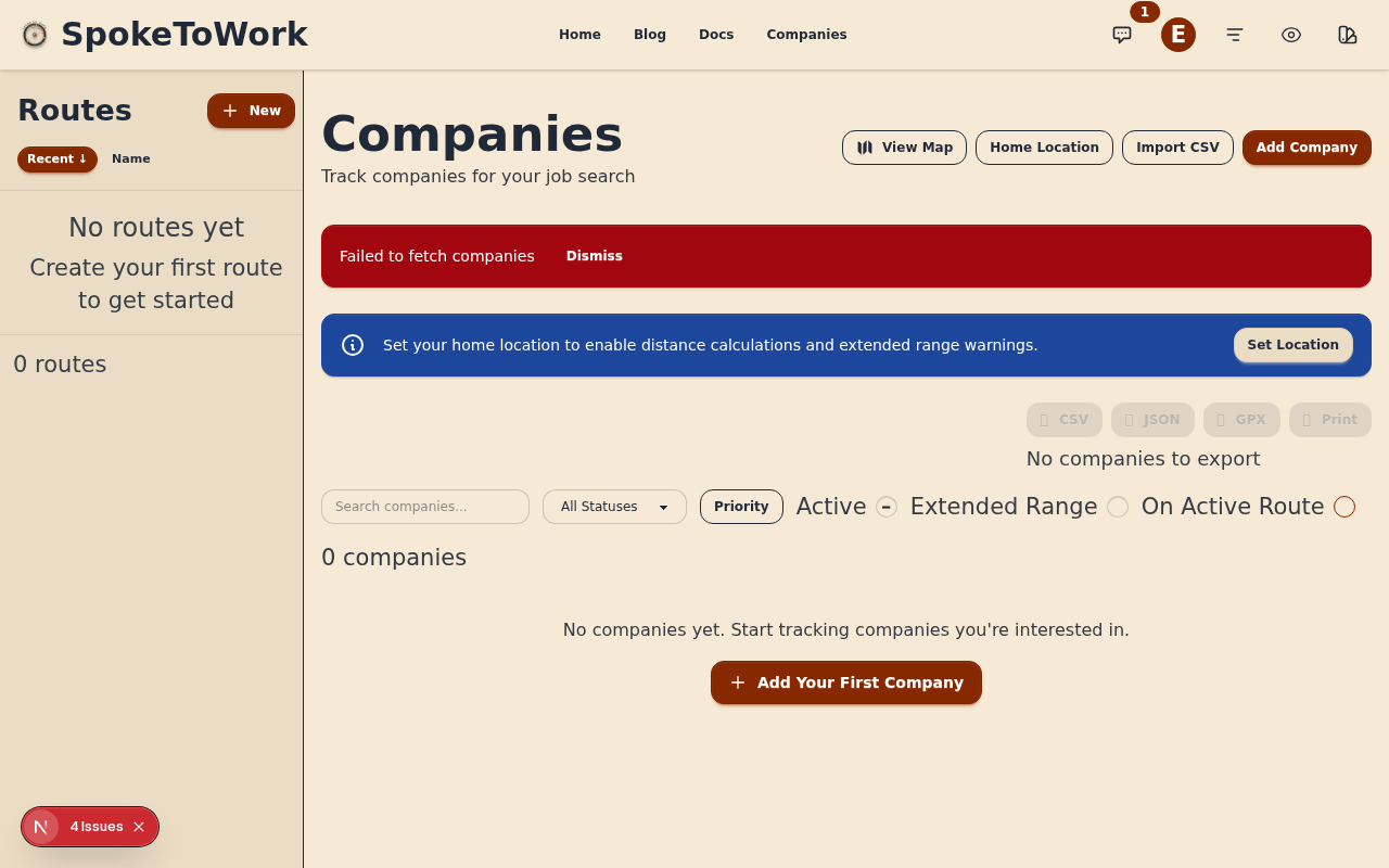 Company management list with application status