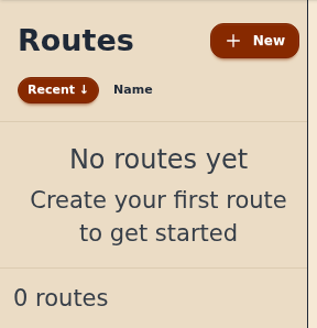 Route planning sidebar with distance and time estimates